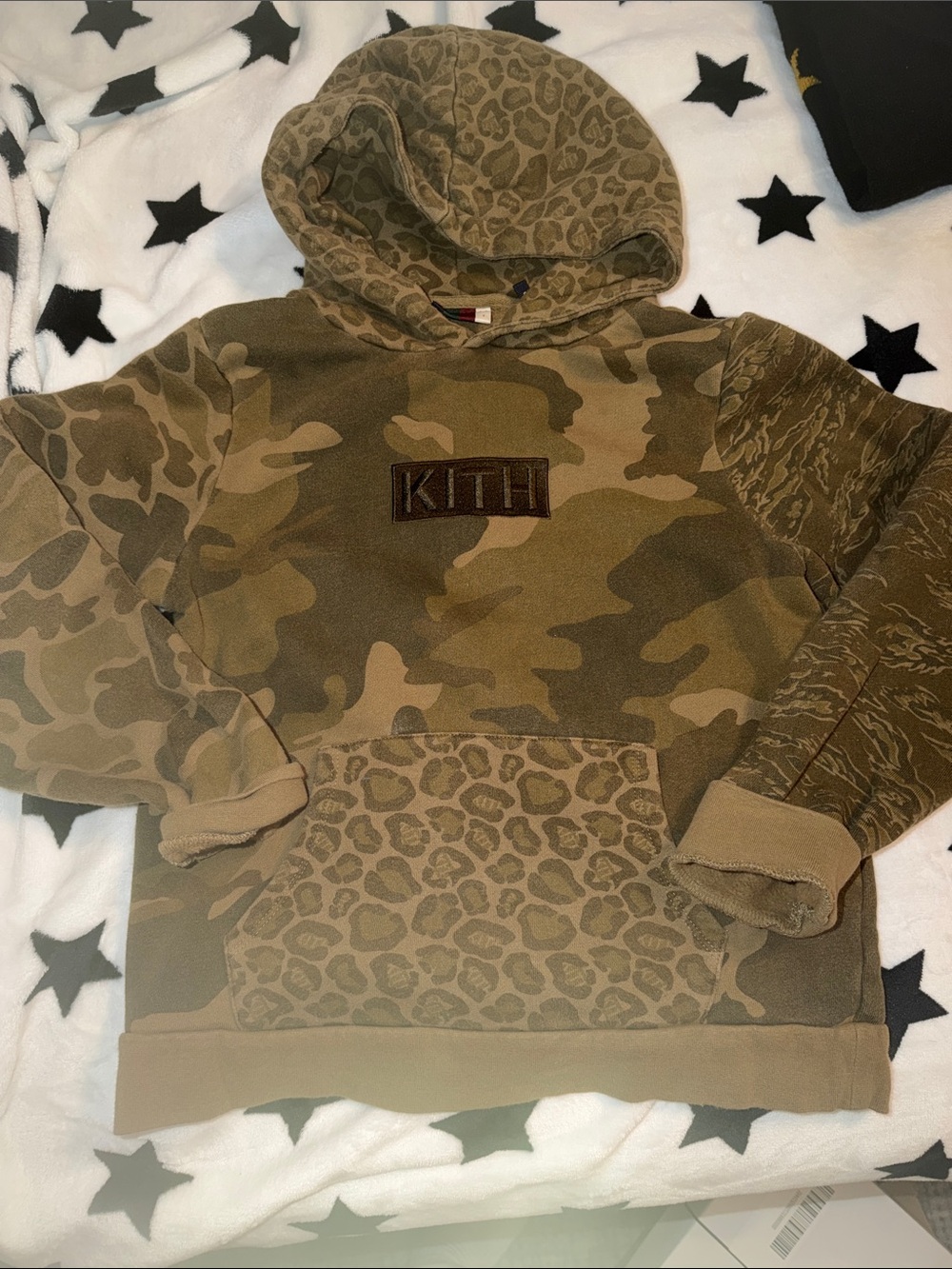 Kith kids Olive Green Camo Crewneck Hoodie